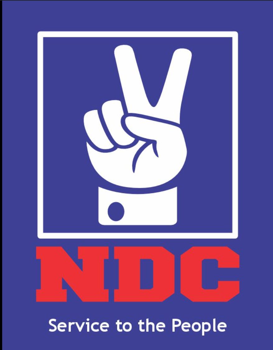 NDC party logo — Victory Sign hand symbol. Find this on your ballot paper and thumb-print here.